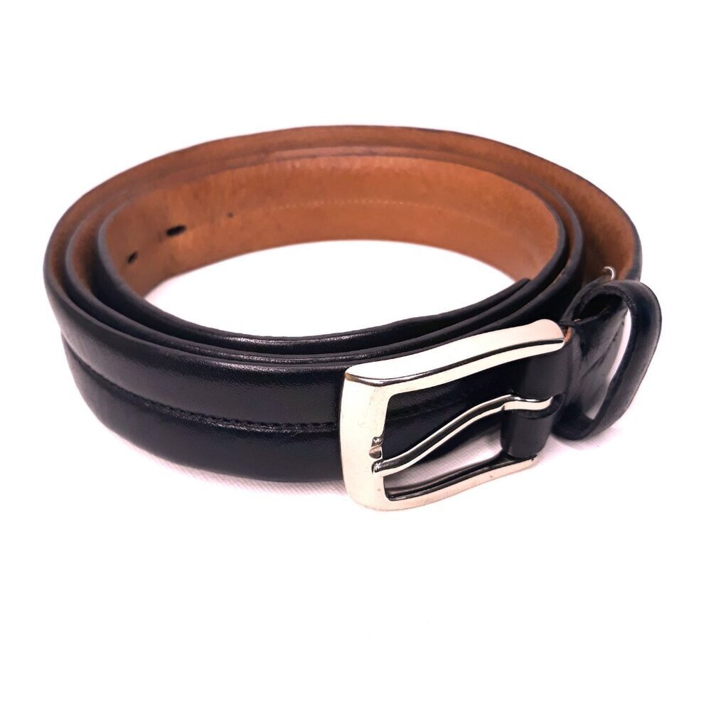 Joseph Abboud Italian Full Grain Soft Supple Leather Belt Black Sz 46